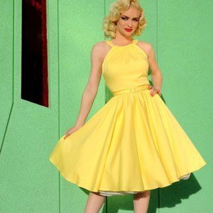 Pinup Couture Clothing Yellow Harley Dress